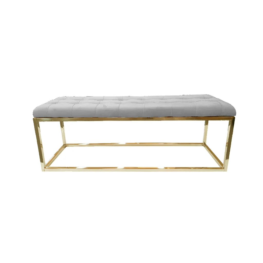 Holly Ottoman Gold Base - Light Grey Seat - Furniture
