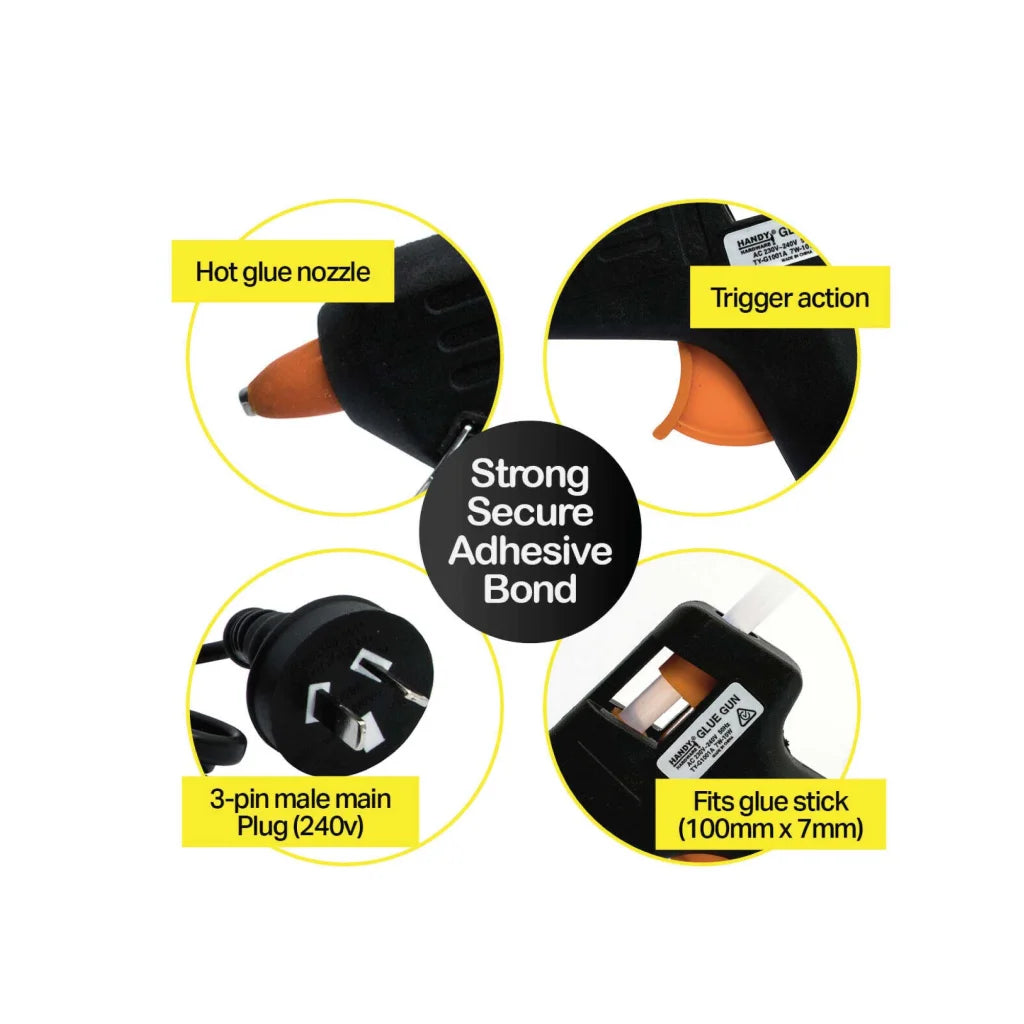 Hot Glue Gun 40W Handy Hardware SAA RCM Craft Adhesive + 2x