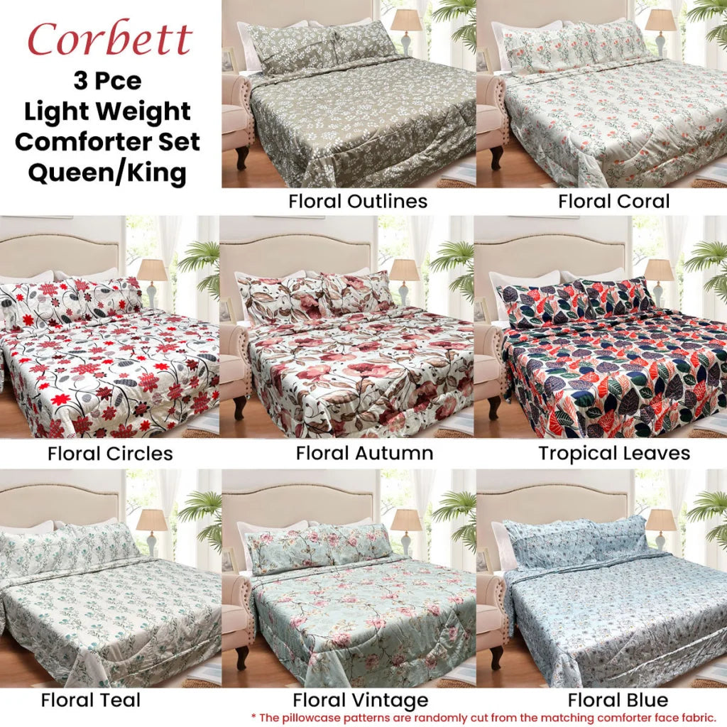 Hotel Living Comforter Set 3 Pce Queen/King Corbett Floral