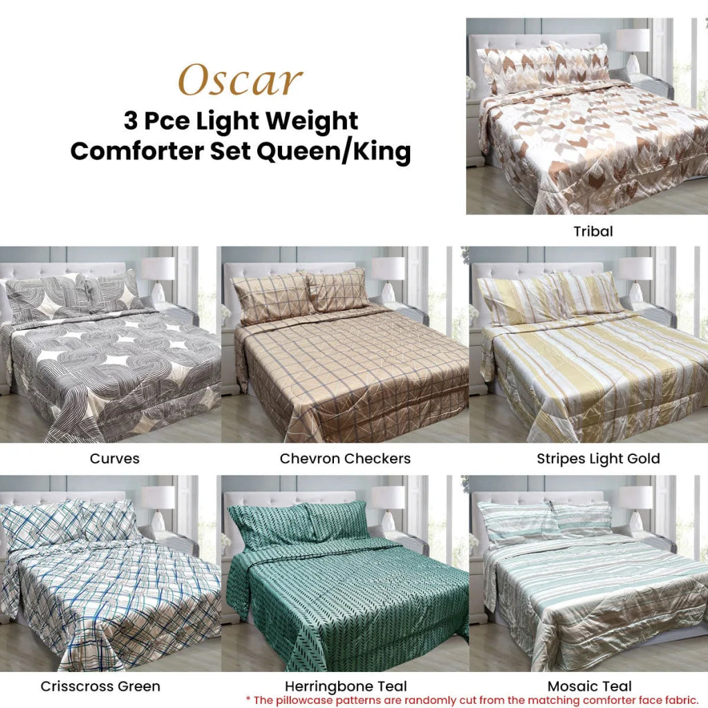 Hotel Living Comforter Set 3 Pce Queen/King Oscar Mosaic