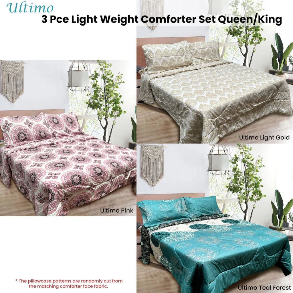 Hotel Living Comforter Set 3 Pce Queen/King Ultimo Light