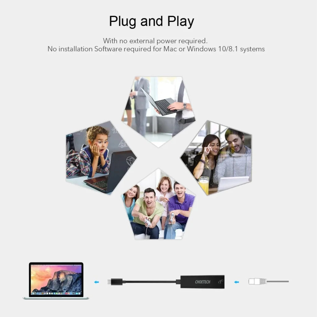 HUB-R01 USB 3.1 Type-C to RJ45 Gigabit Ethernet Adapter