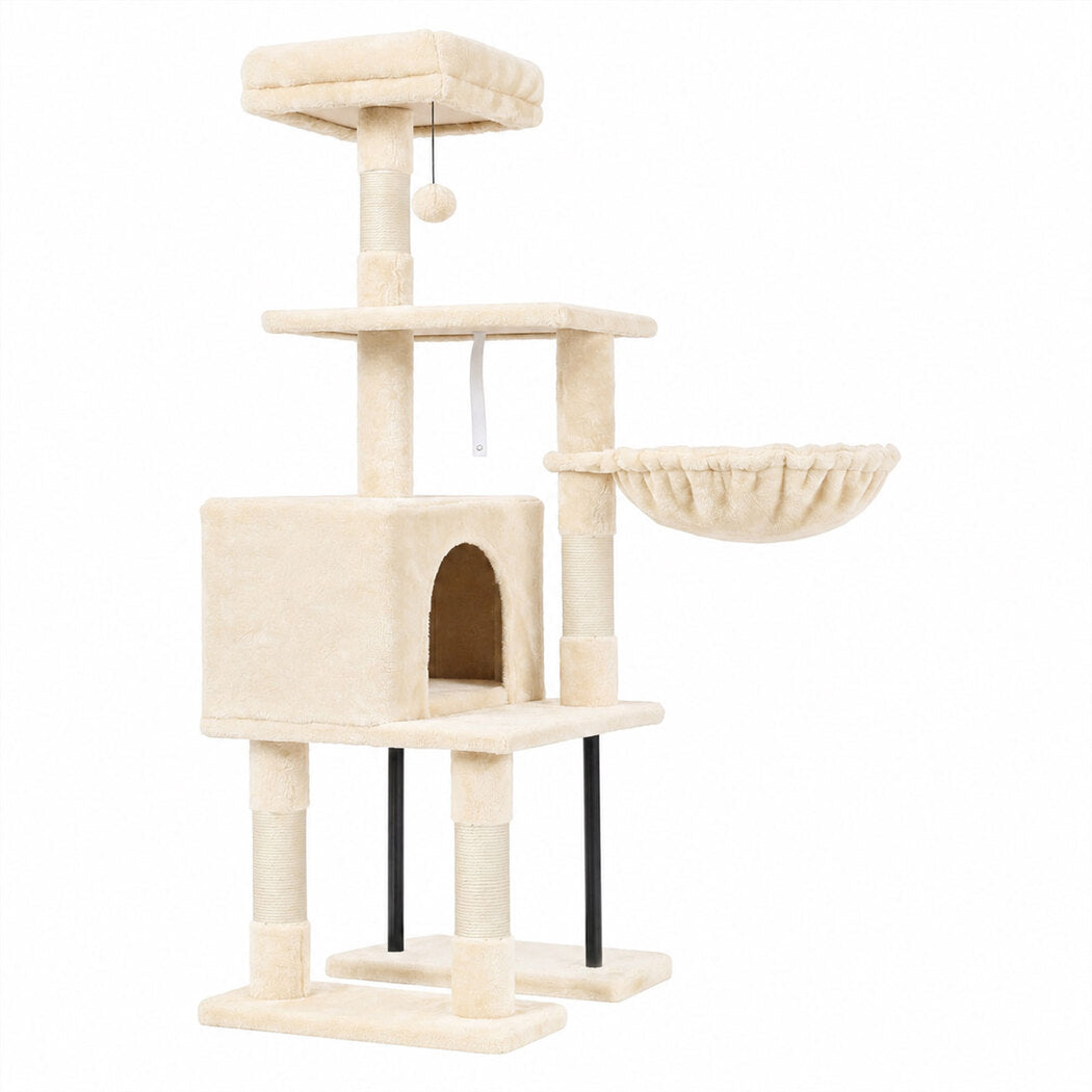 Pawz Cat Tree Cat Tower Multi-Level Cat Bed Cat Scratching Post 125cm Beige