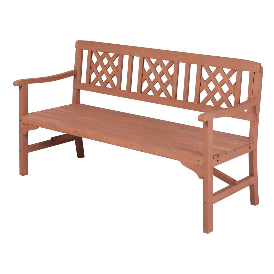 Levede 3 Seater Garden Bench Eucalyptus Wood Outdoor Patio Backrest Red Brown