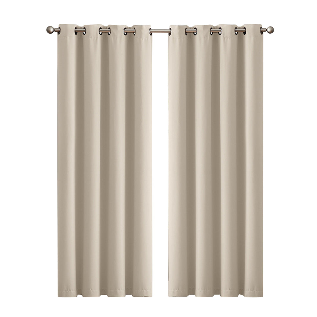 2x Blockout Curtains Panels 3 Layers Beige