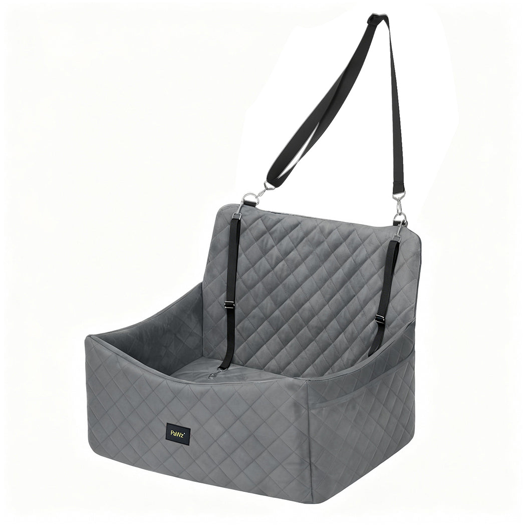 Pawz Dog Car Seat Booster with Safety Belt Leashes for Large Sized Dogs Grey