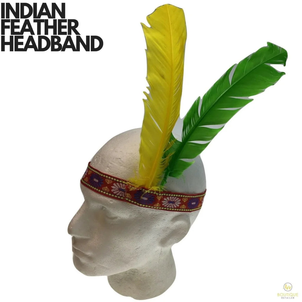 INDIAN Two Feather Headband Headdress Fancy Dress Native