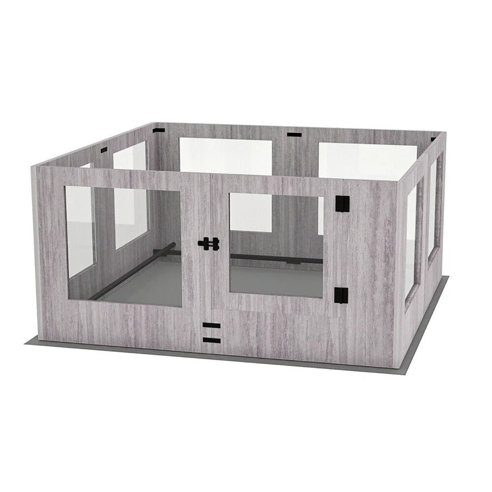 Glass dog kennel with indoor pen tempered w