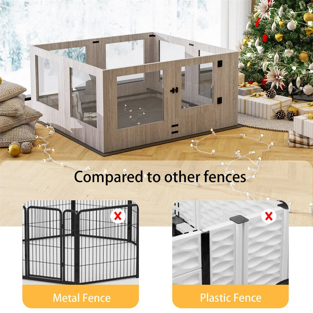 Indoor Dog Pen Tempered Glass Kennel w/ Pad - Pet Care >