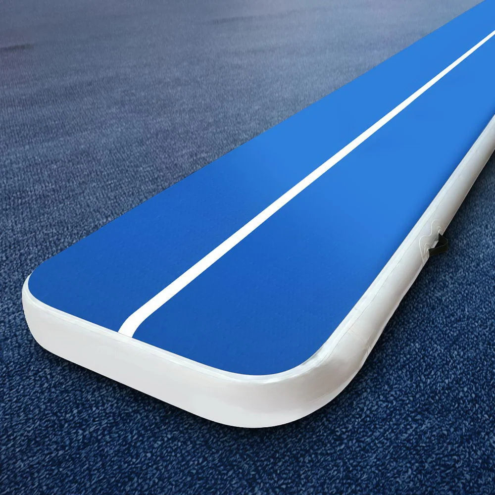 Blue white 5x1m 20cm inflatable air track with frame detail shown