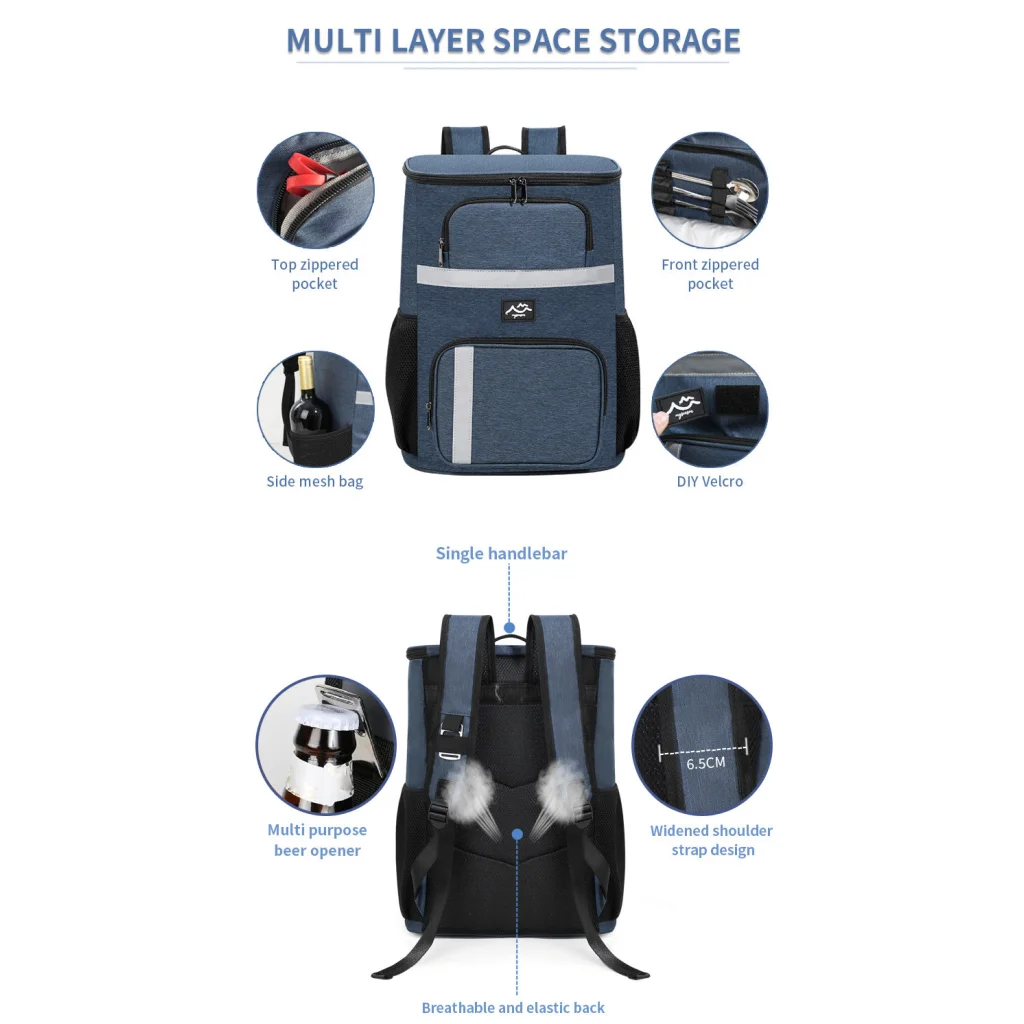 Insulated Cooler Backpack - Portable Outdoor Picnic