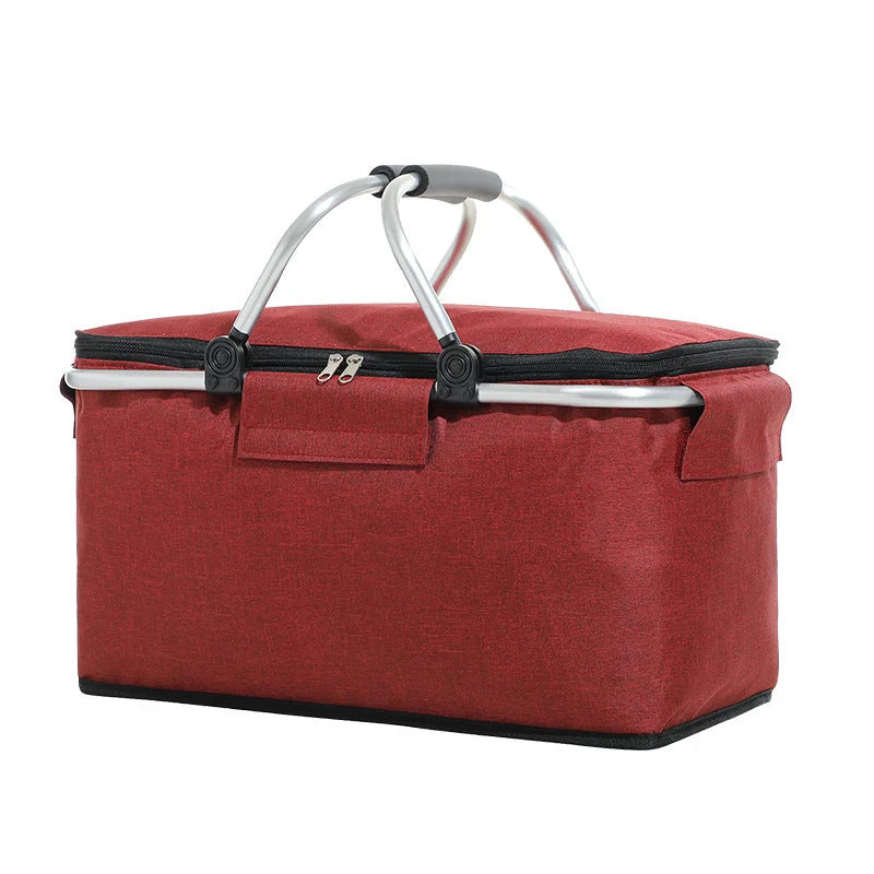 Insulated Picnic Basket with Aluminum Frame - Portable