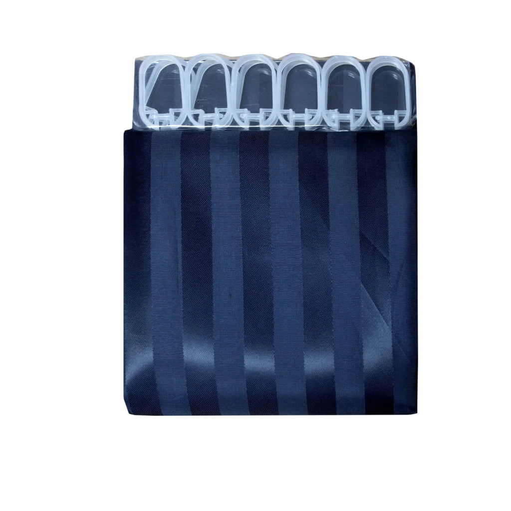 Jacquard Stripe Shower Curtain Navy - Artex - Home & Garden