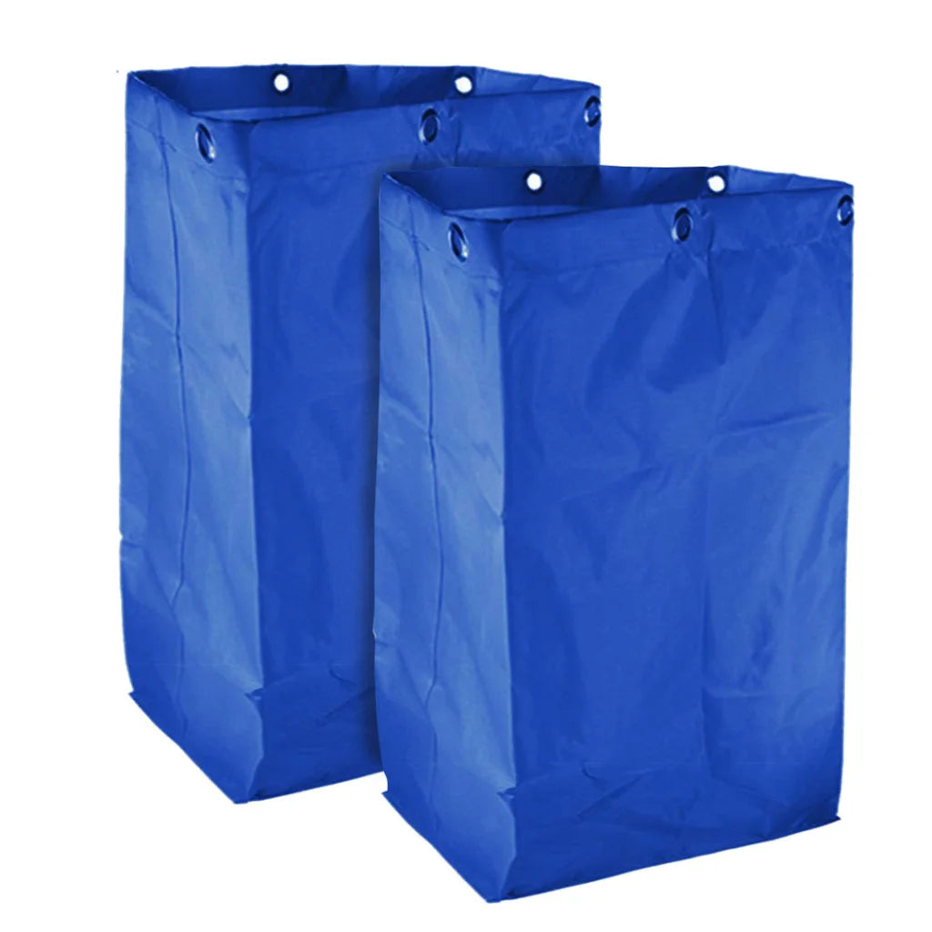 Janitor Housekeeping Cart 2X Oxford Waterproof Reusable Replacement Bag Blue