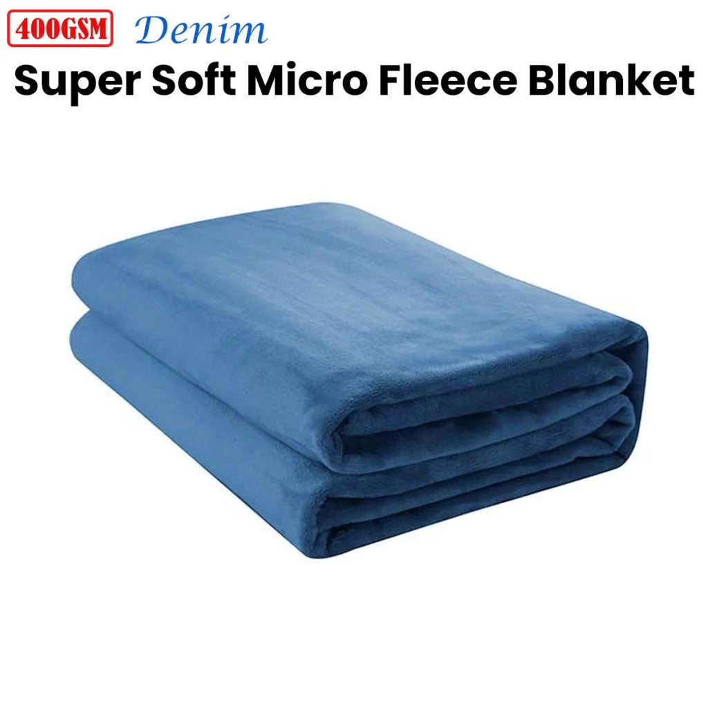 Jason 400GSM Super Soft Micro Fleece Blanket Denim Queen
