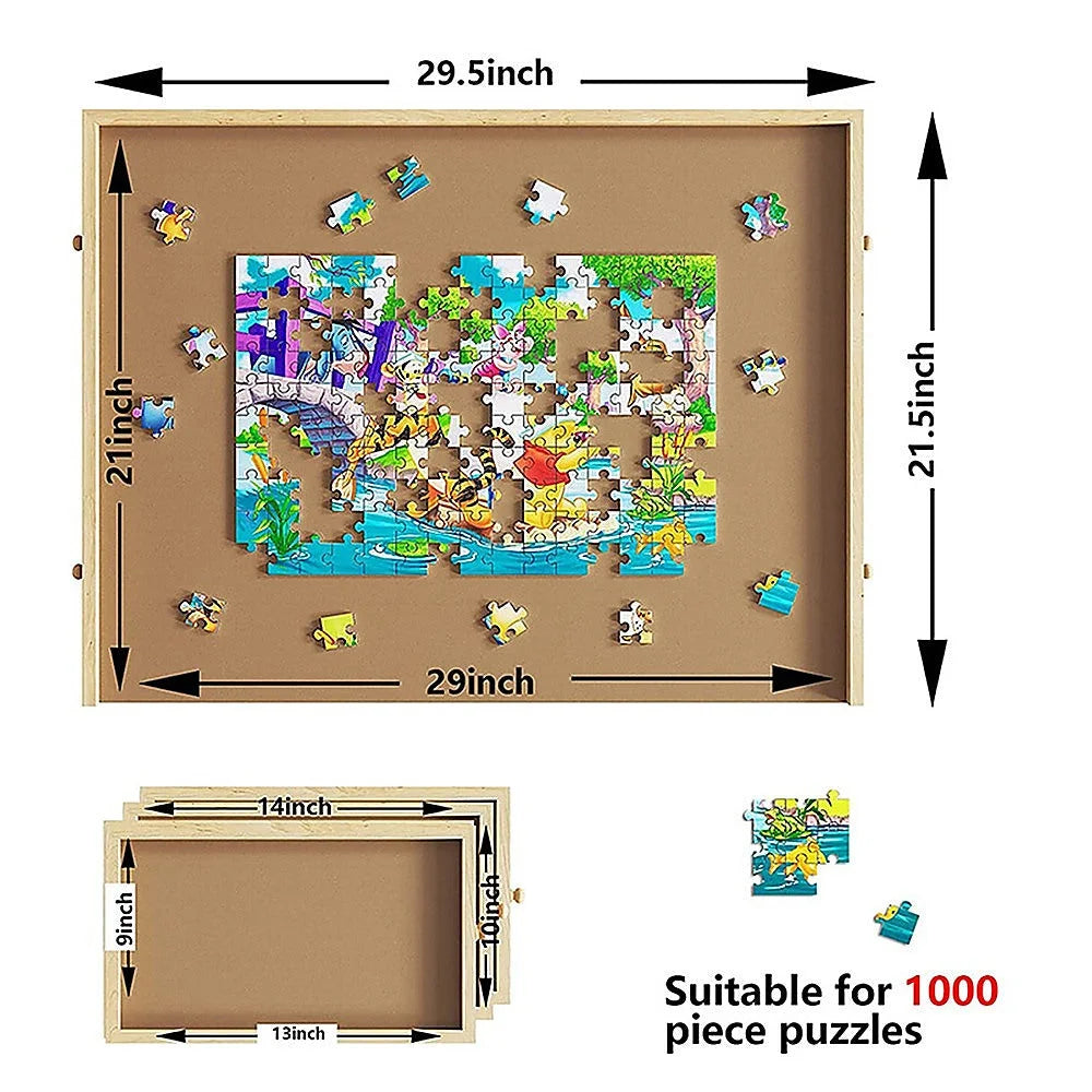 Jigsaw Puzzle Table Board Wooden Storage Tray for Adults