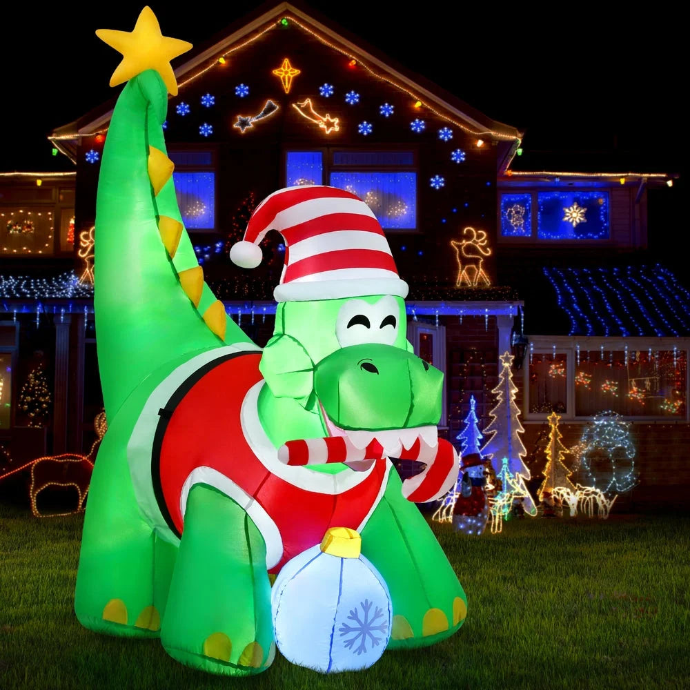 Jingle Jollys Christmas Inflatable Dinosaur 1.86M Height