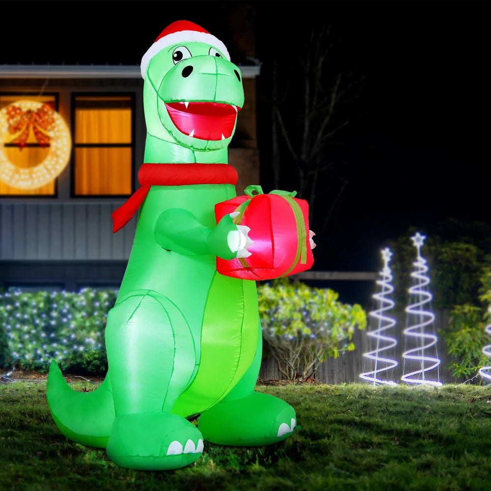 Jingle Jollys Christmas Inflatable Dinosaur 1.8M Height LED
