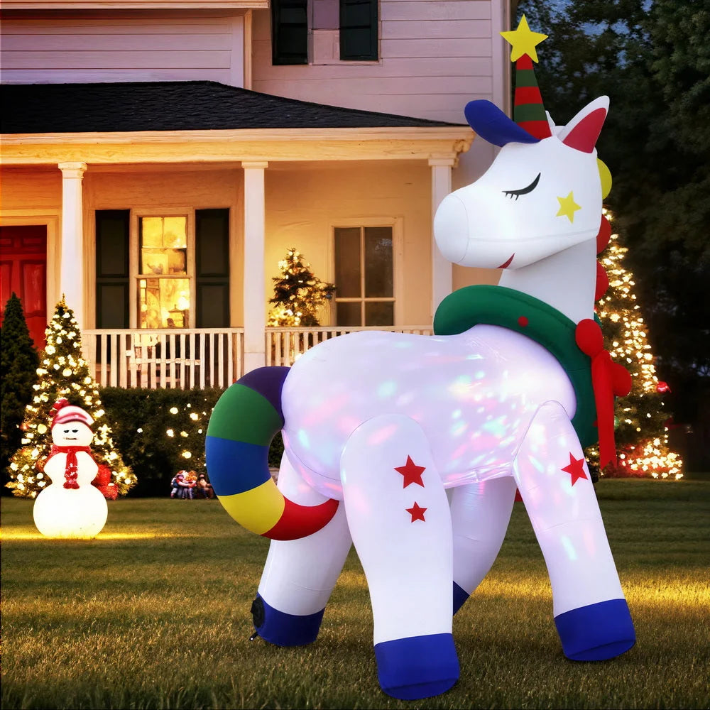 Jingle Jollys Christmas Inflatable Unicorn 1.8M Tall