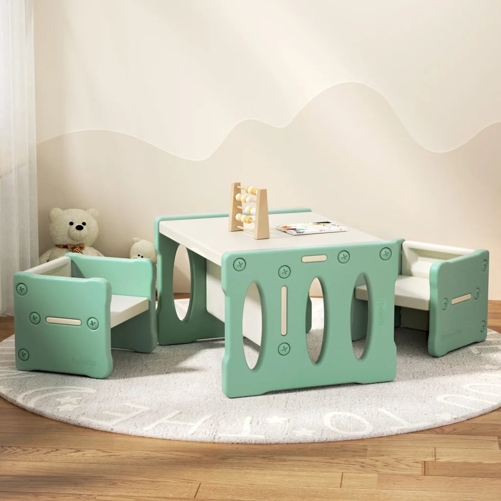 Keezi 3PCS Kids Table and Chairs Set HDPE - Baby & Kids >