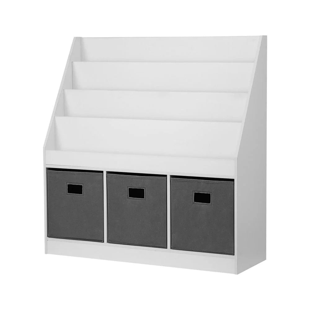 Storage rack with bookshelf tiers magazine toy box