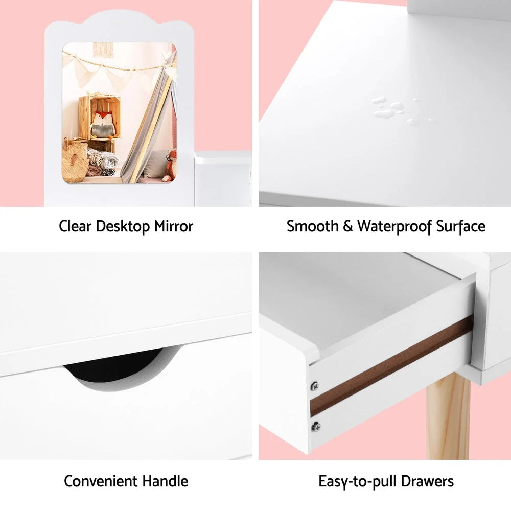 Keezi Kids Dressing Table Vanity Makeup Chair Set