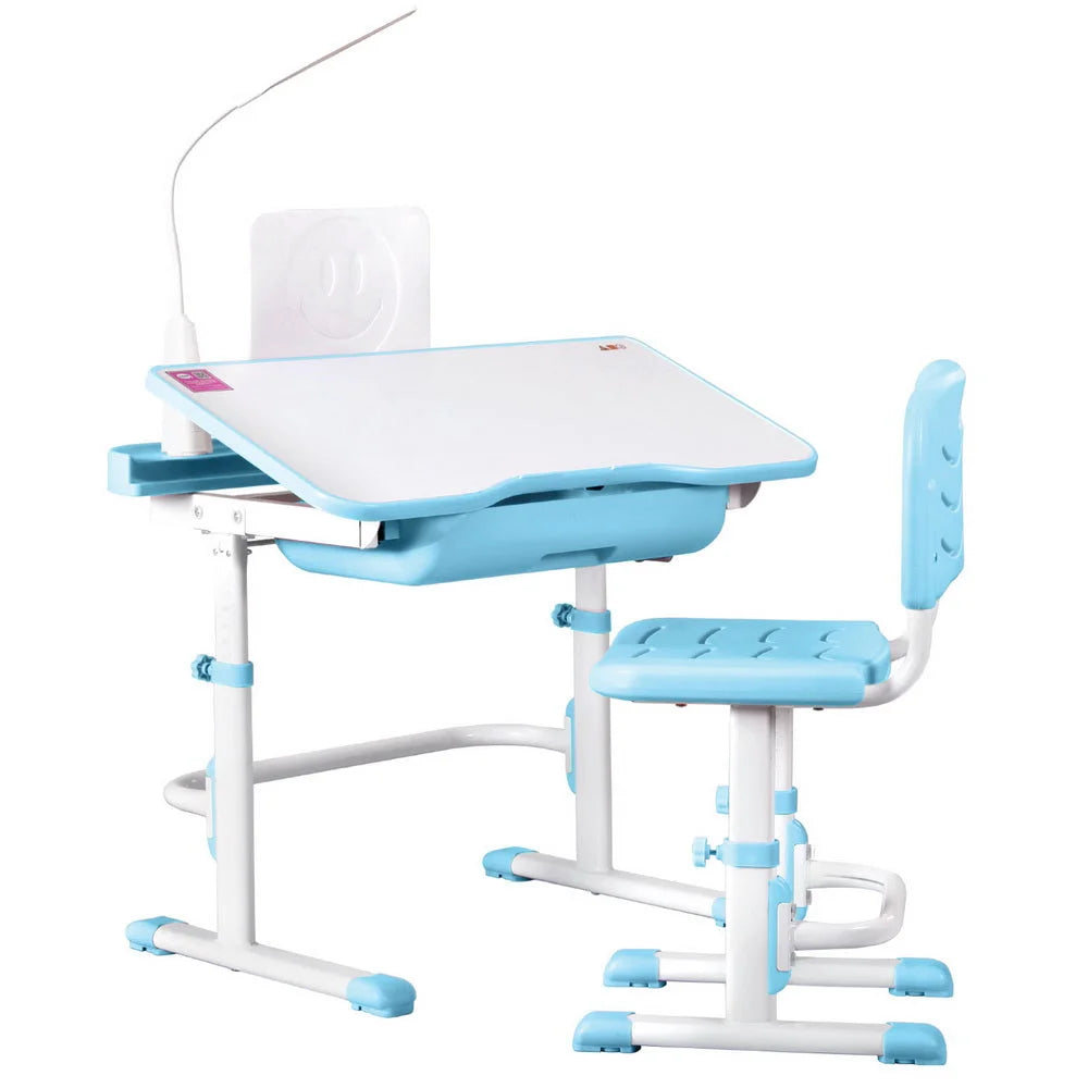 Keezi Kids Table and Chair Set Adjustable Study Desk w/ LED Lamp Readi ...