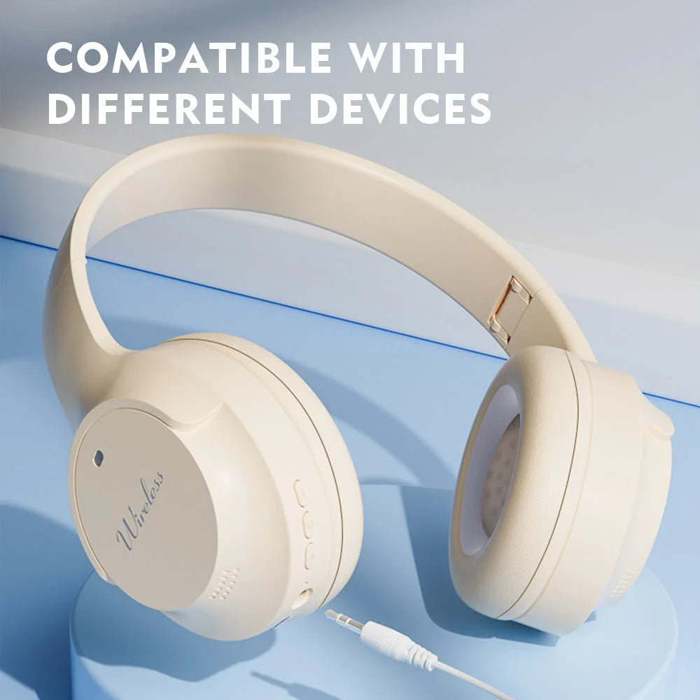 Khaki Wireless Bluetooth Headphones with Hi-Fi Bass