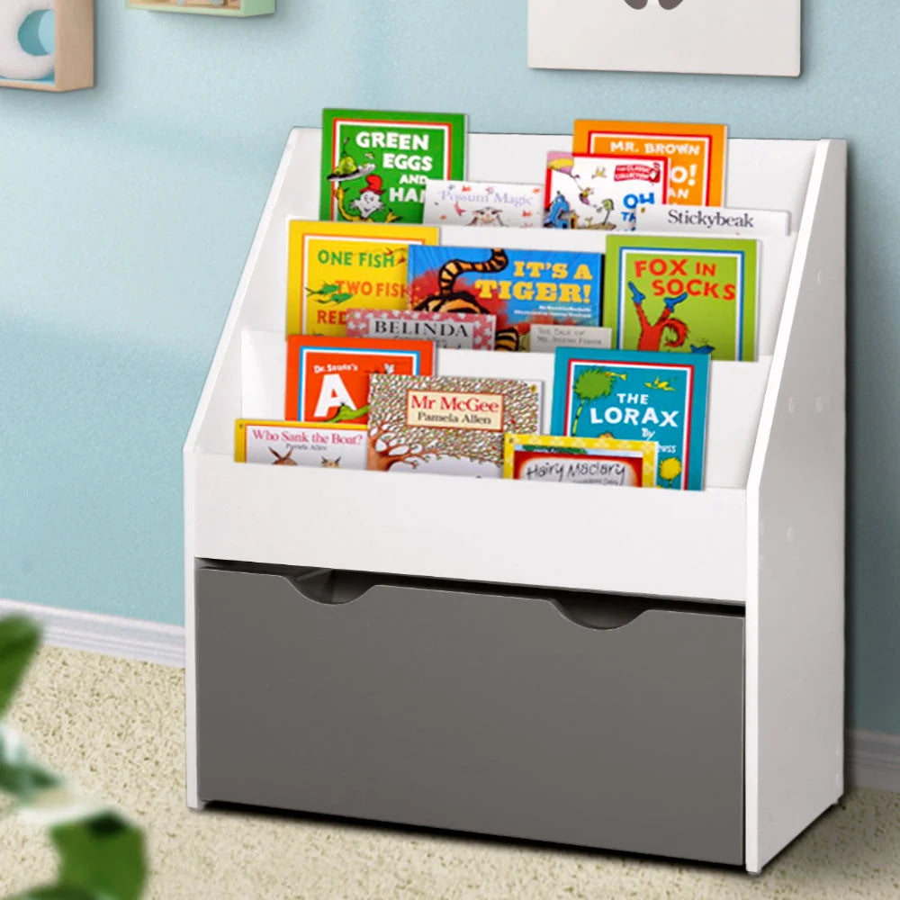 Kids Bookshelf Wooden Childrens Bookcase Storage Organiser