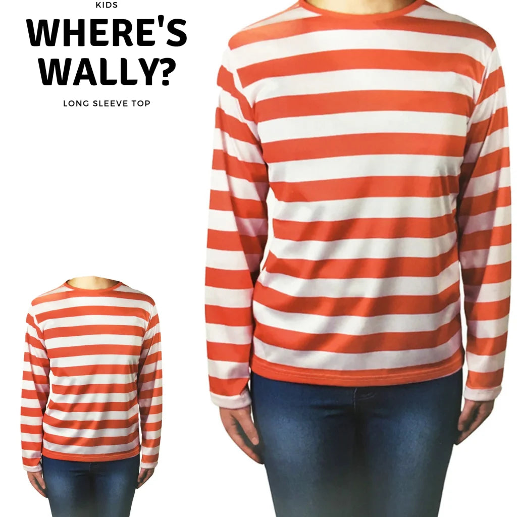 KIDS Red and White Striped Top Wenda Waldo Shirt Costume