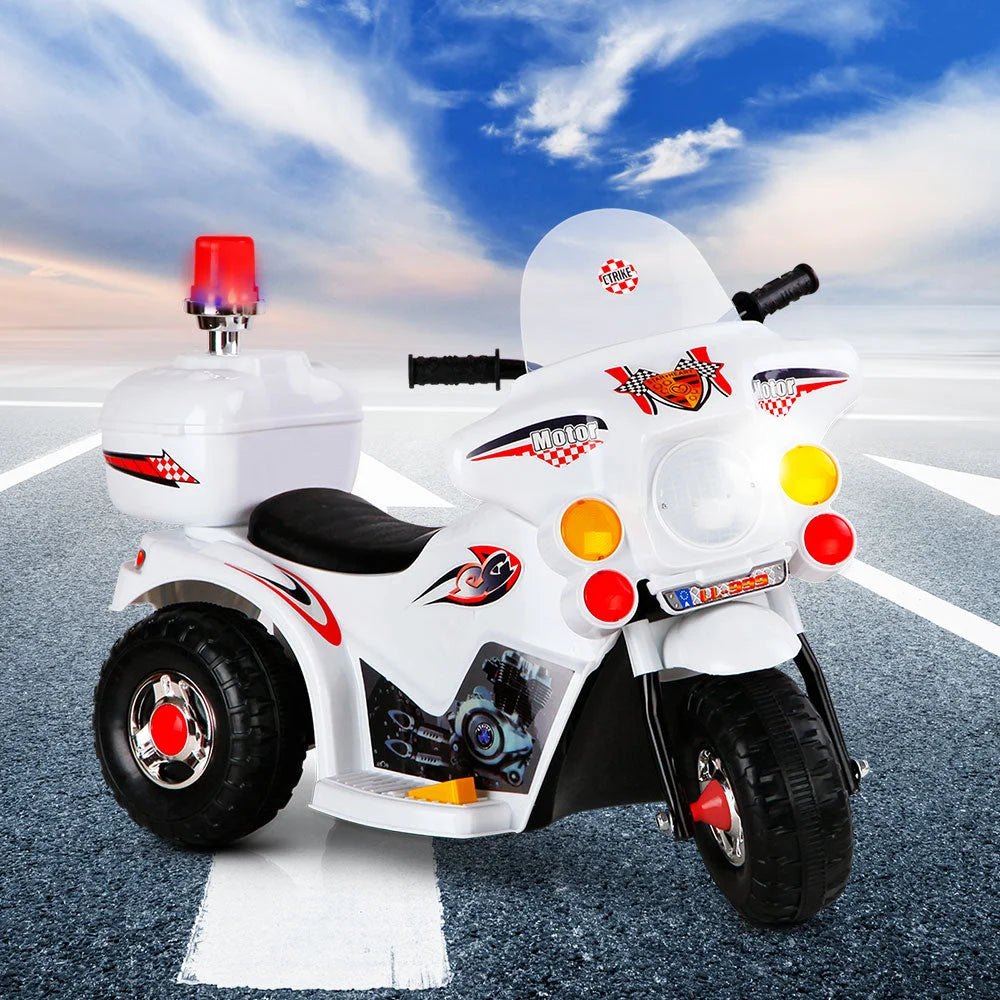 Kids Ride-On Motorbike (Rigo) White - Cars