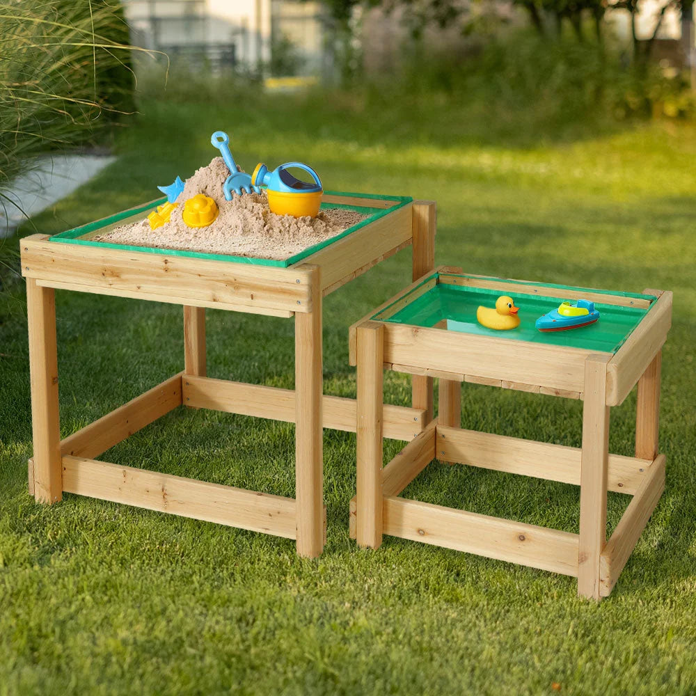 Kids Sandpit Wooden Sandbox Sand Pit Water Table Outdoor
