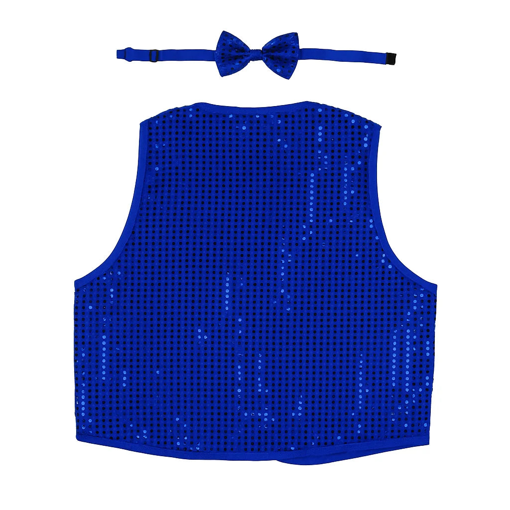 Kids Sequin Vest Bow Tie Set Costume 80s Party Dress Up