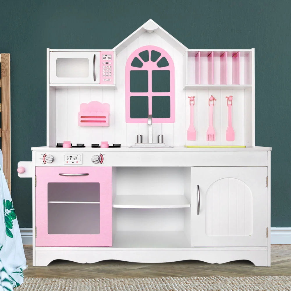 Kids Wooden Kitchen Play Set White/Pink - Toys