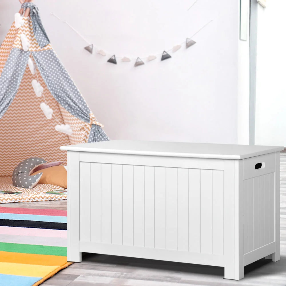Kids Wooden Toy Chest Storage Blanket Box - White - Kids