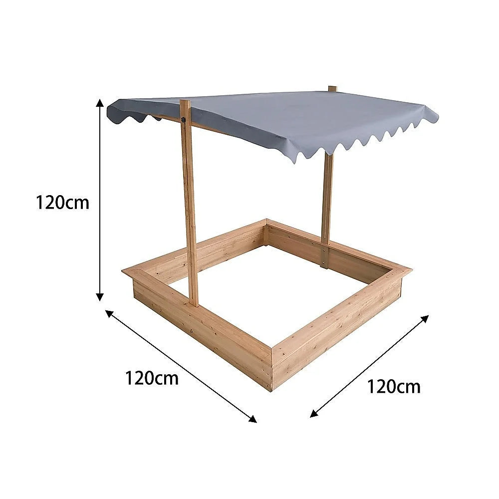 Kids Wooden Toy Sandpit with Adjustable Canopy - Baby &