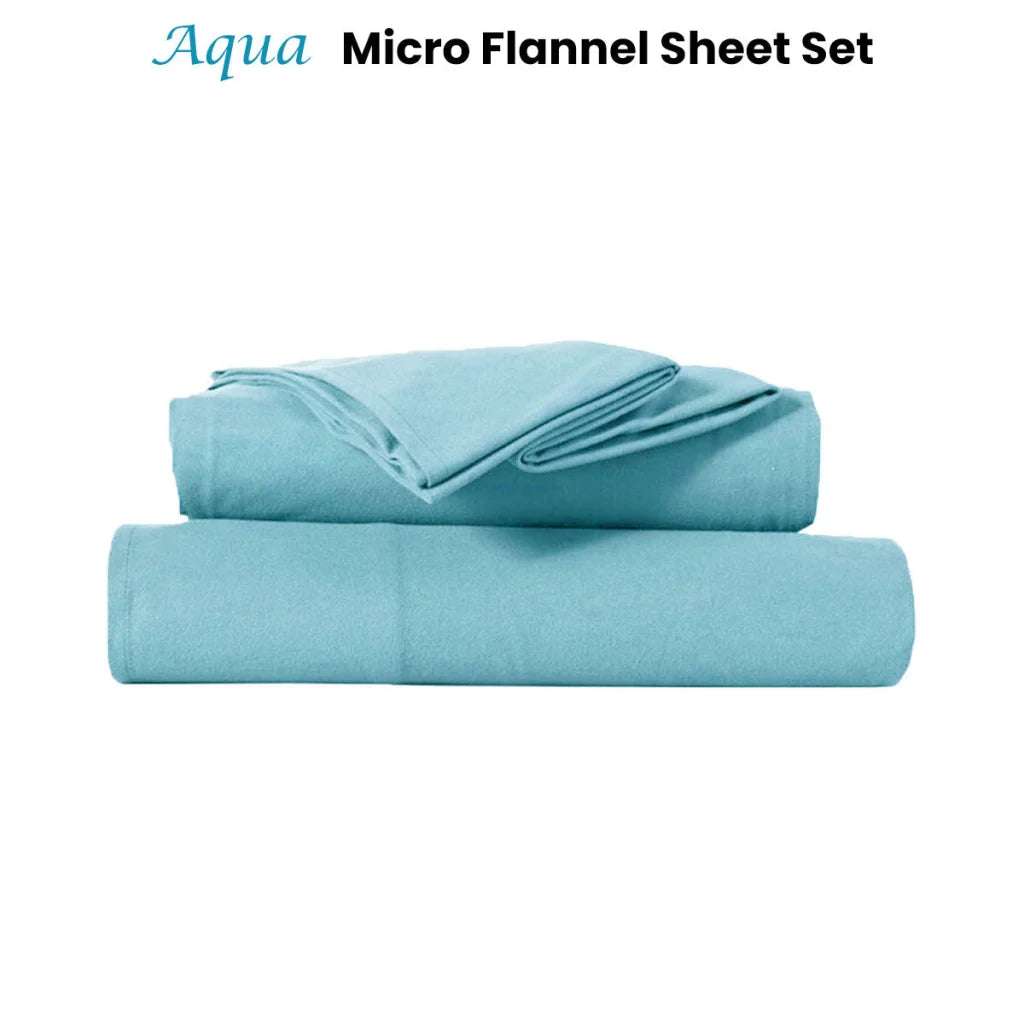 Kingtex Ultra-Soft Micro Flannel Sheet Set 40cm Wall - Aqua