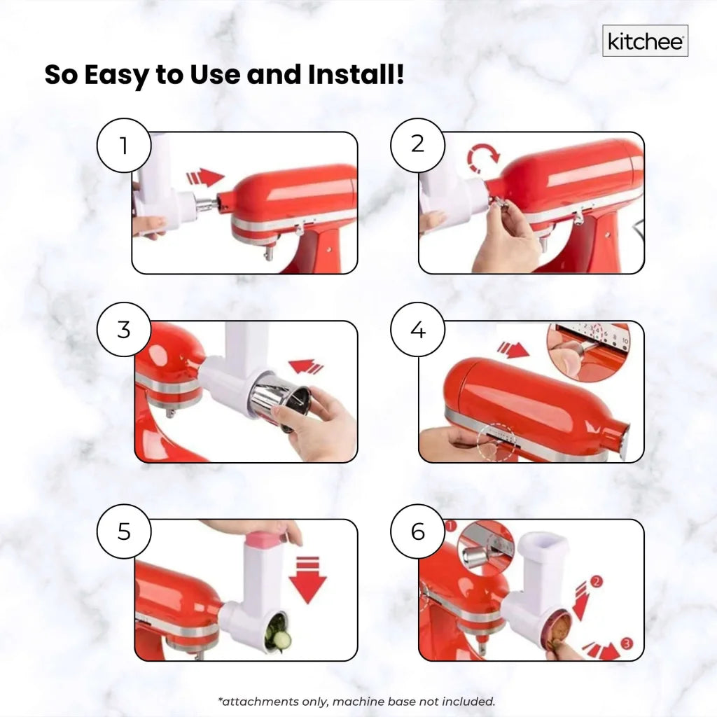 Kitchee Slicer Shredder Grater 3 Attachments - Compatible