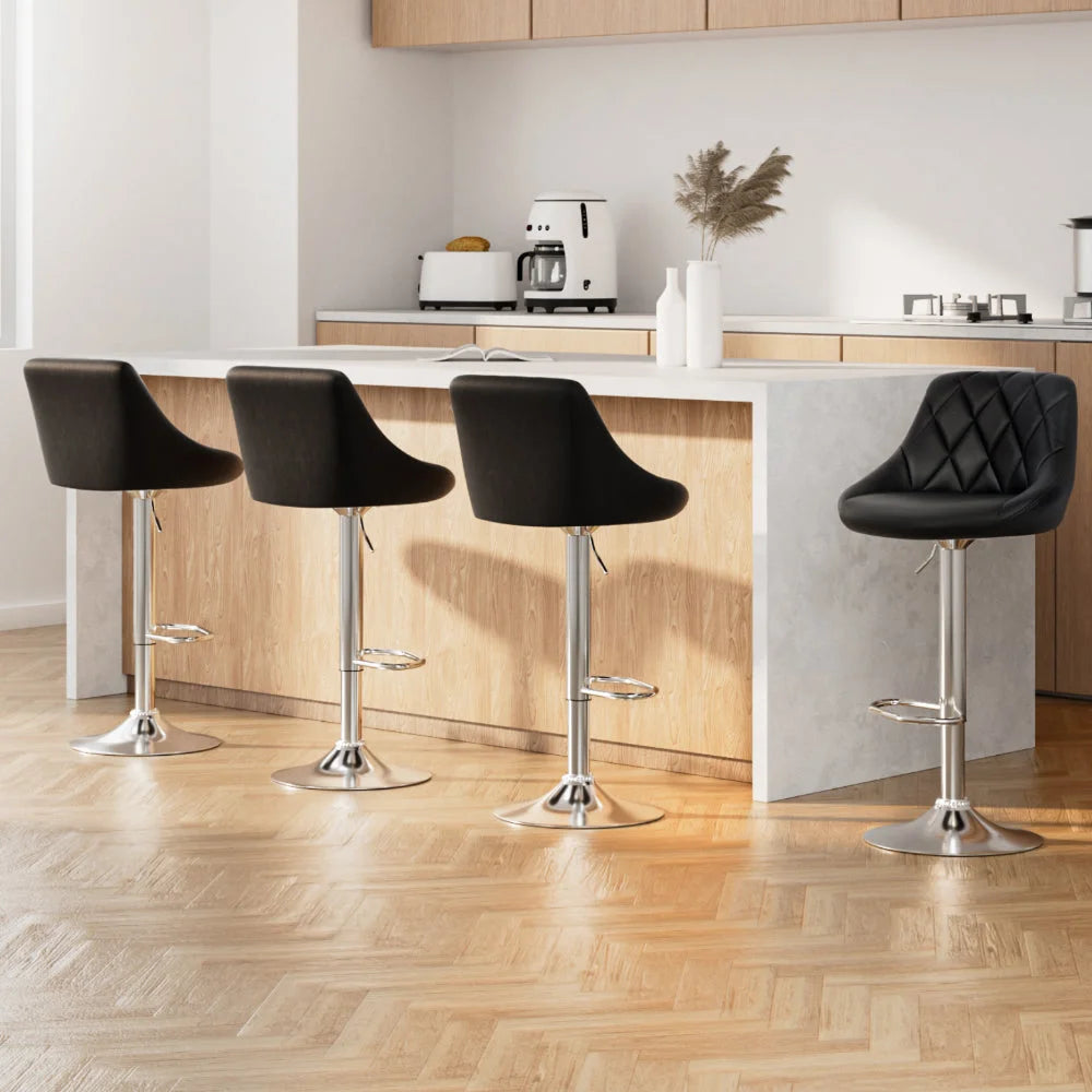 Kitchen Bar Stools Set of 4 Swivel Bar Stool PU Leather Gas