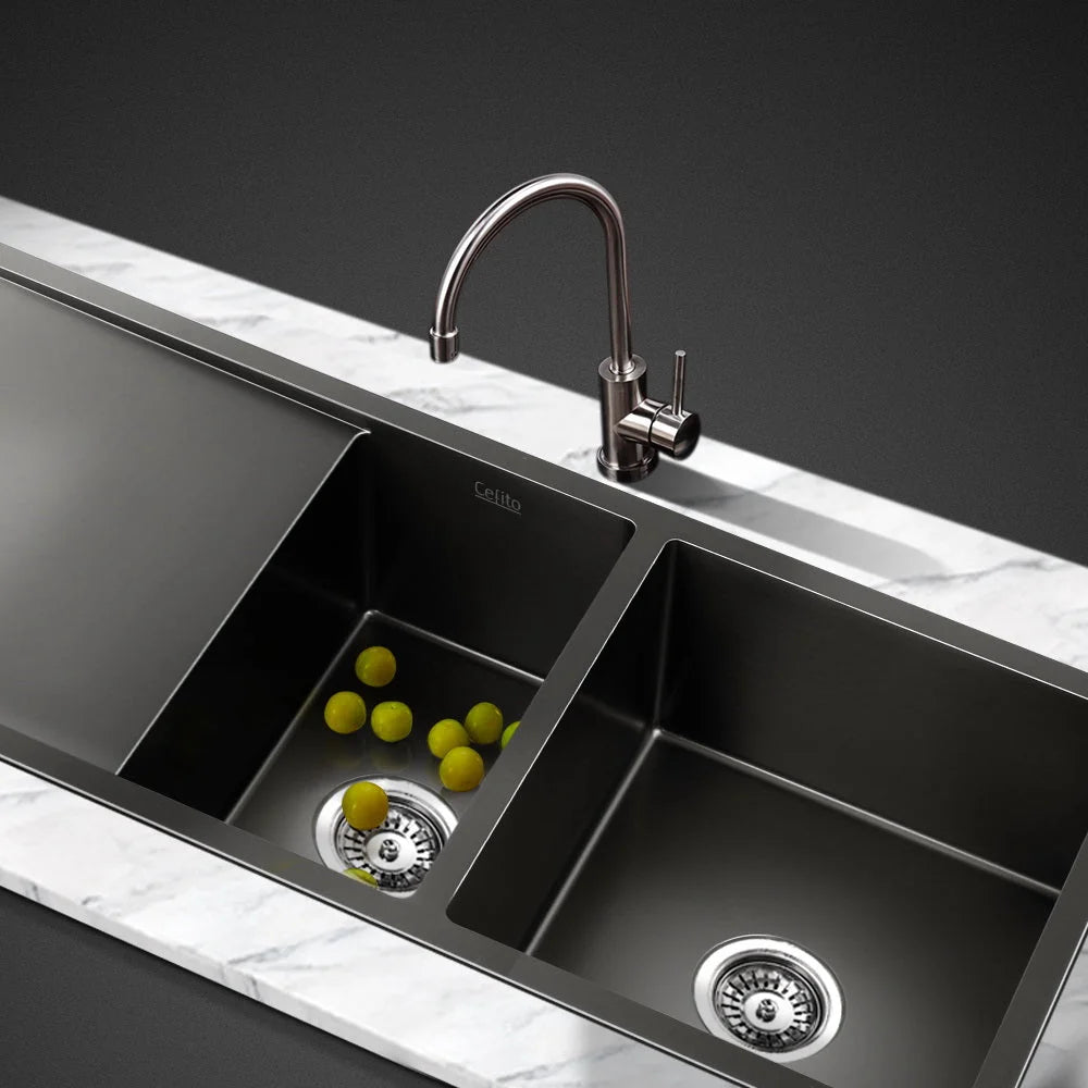 Kitchen Sink Stainless Steel 100x45cm Under/Topmount Double