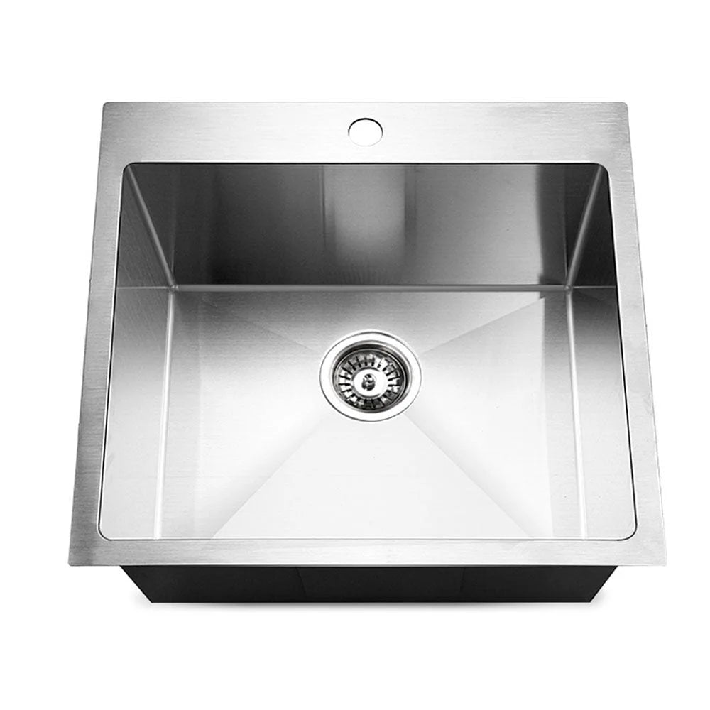 Silver steel 530x500mm kitchen sink with stainless steel double bowl and drain board