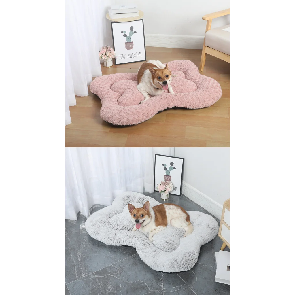 L Pink Rose Velvet Fish Scale Pet Bed - Creative