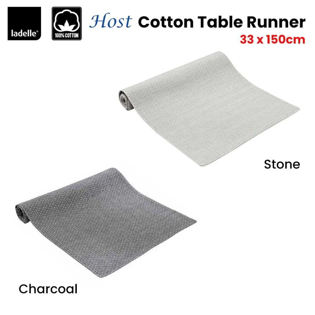 Ladelle Host Cotton Table Runner 33x150cm - Stone - Home &