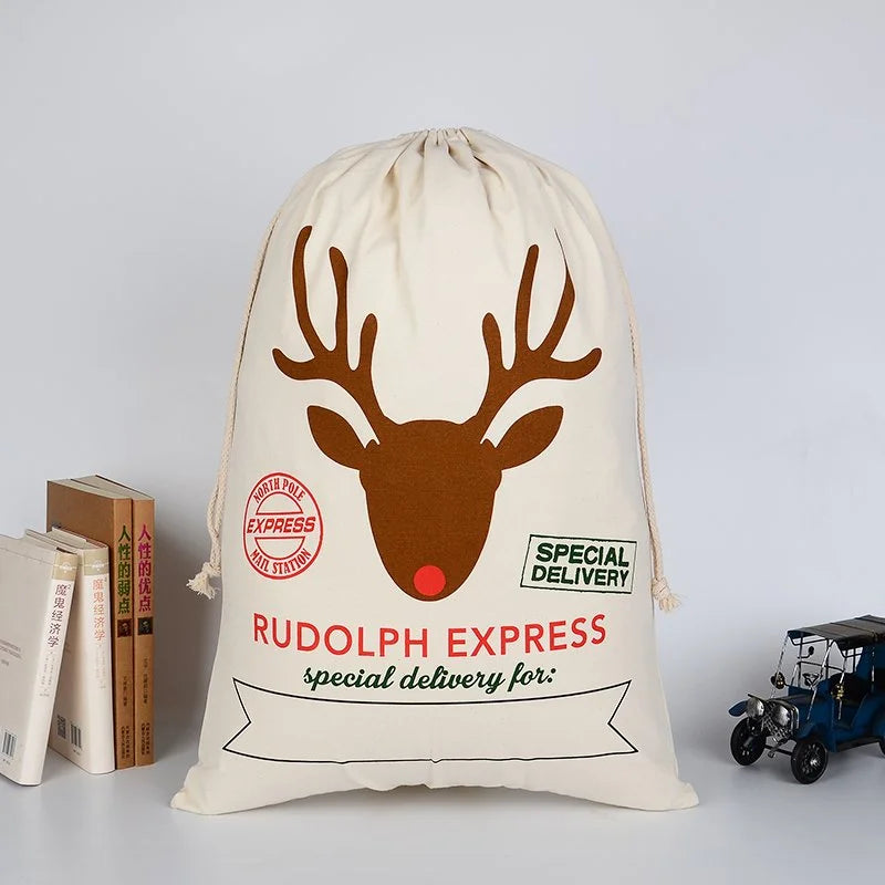 Large Christmas XMAS Hessian Santa Sack Stocking Bag