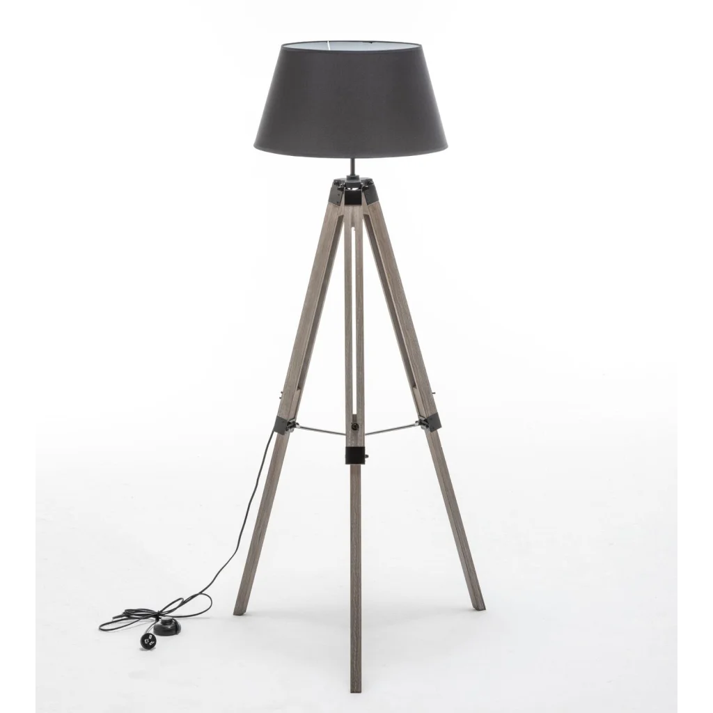 LARGE TRIPOD FLOOR LAMP Linen Shade Modern Light Retro