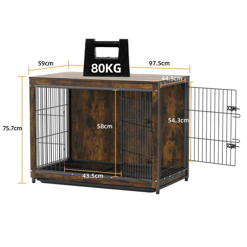 Large Wooden Dog Crate Kennel End Table Nightstand