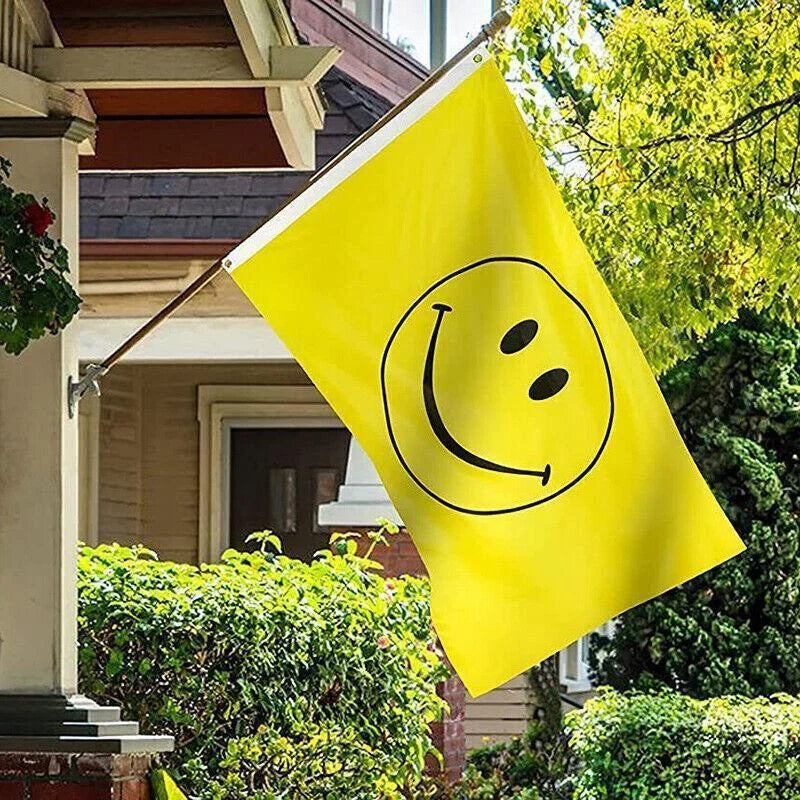 Large Yellow Smiley Face Flag Heavy Duty Outdoor Happy 90 X