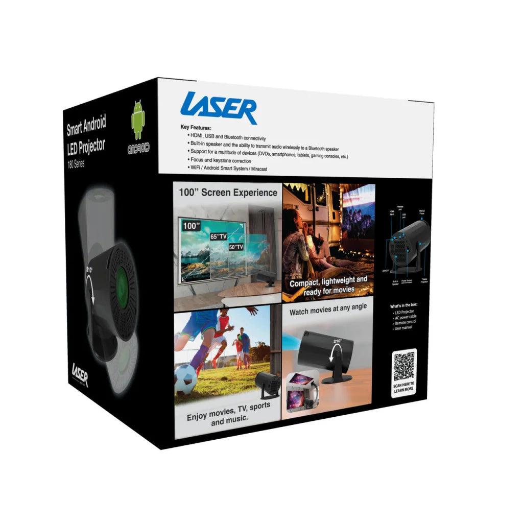 Laser Multi Angle Android LED Projector Black - Audio &