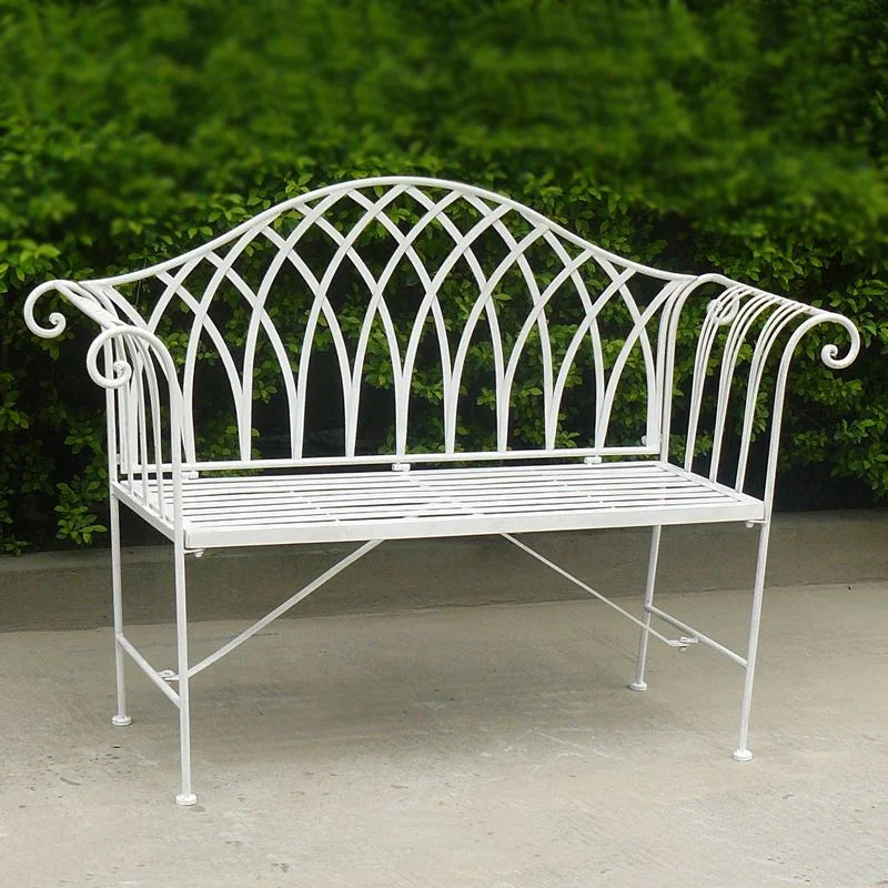 Lavinia Iron Outdoor Bench White 890