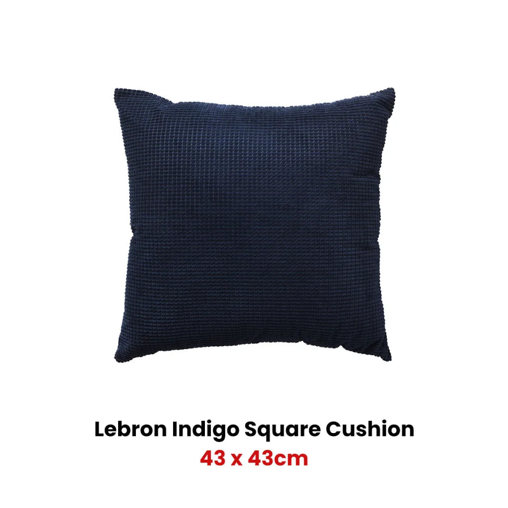 Lebron Indigo Jacquard Square Filled Cushion - Furniture